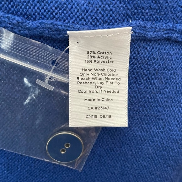 Talbots Blue Boyfriend Cardigan V-Neck Long Sleeve Button Front Size 2X Petite - Picture 12 of 16
